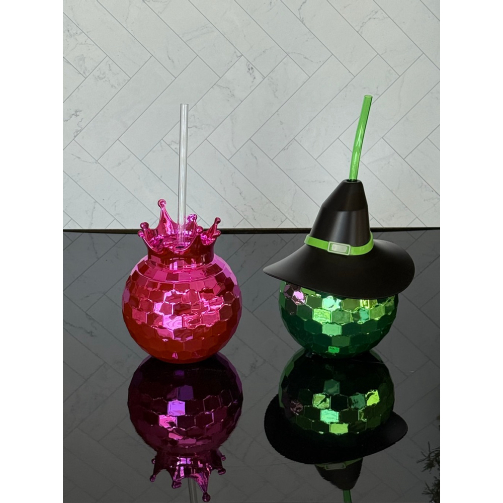 “Wicked” Disco‎ Ball Tumbler Set - 1 pink & 1 green